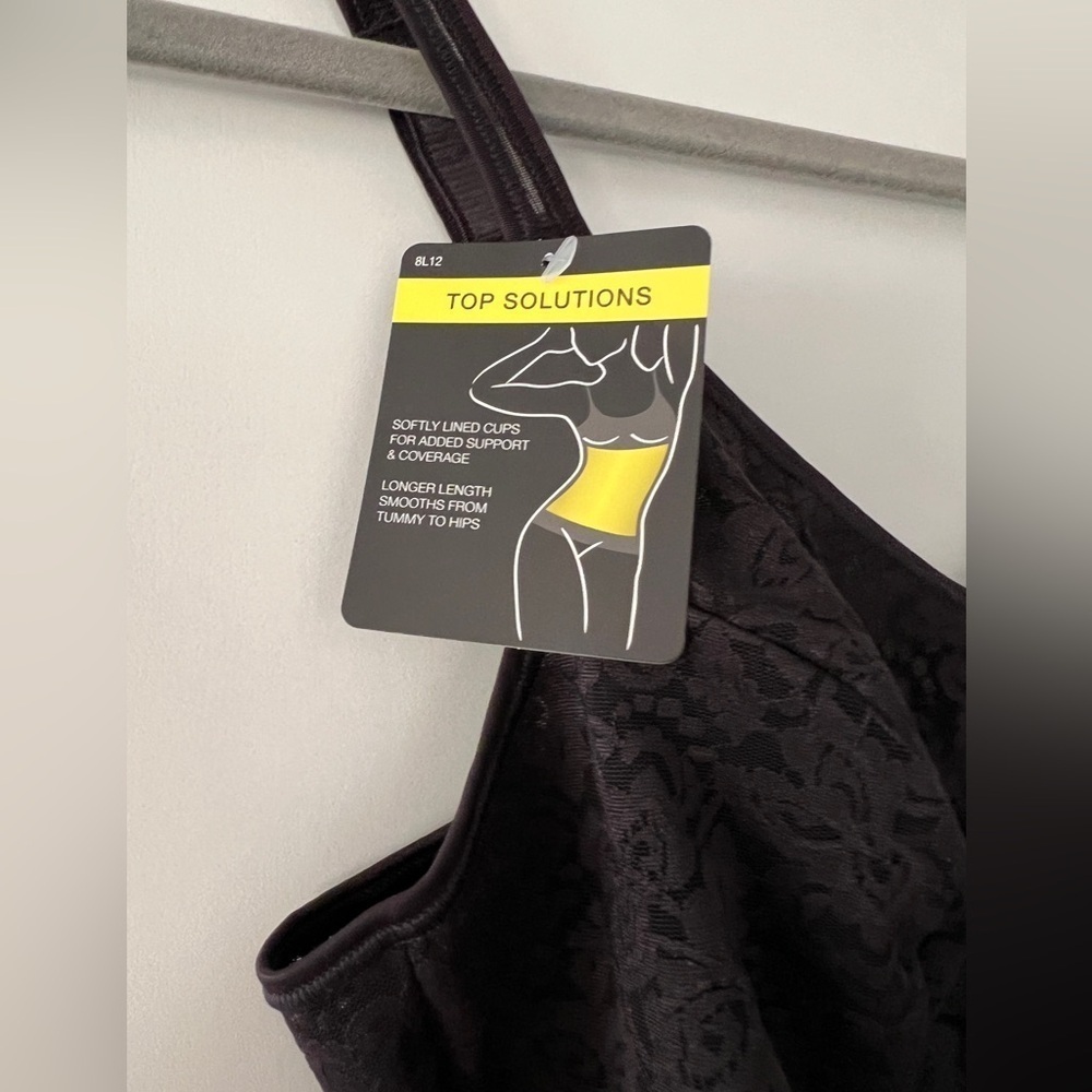 NEW Bali Lace 'N Smooth Shaping Camisole, Black, Large - Picture 6 of 10